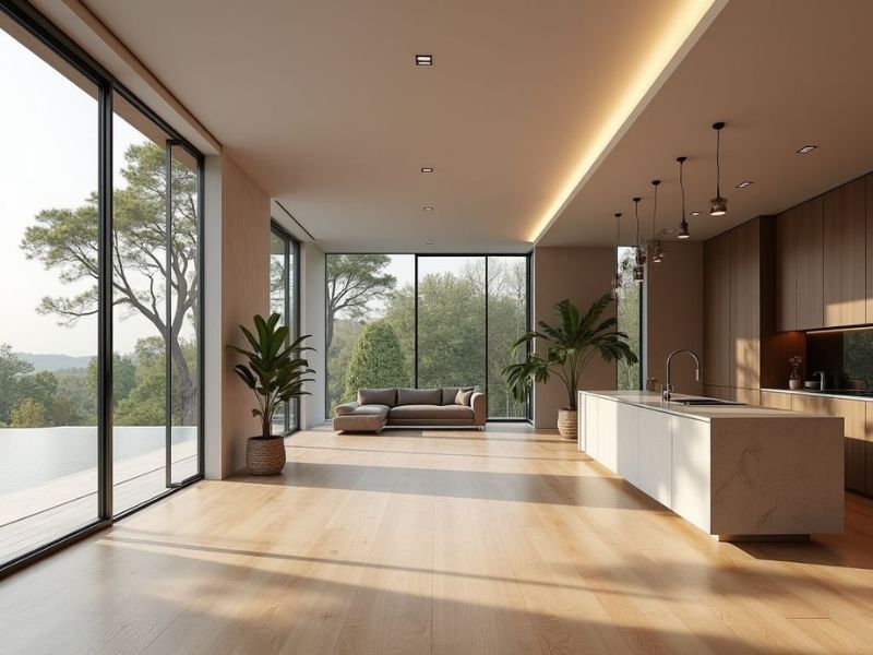 Cửa nhôm Slim Panorama Kogen phong cách Minimalism tại biệt thự hiện đại