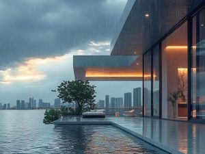 Cửa ngoại thất Slim Panorama Kogen An toàn mùa mưa nhờ thiết kế thoát nước hiệu quả