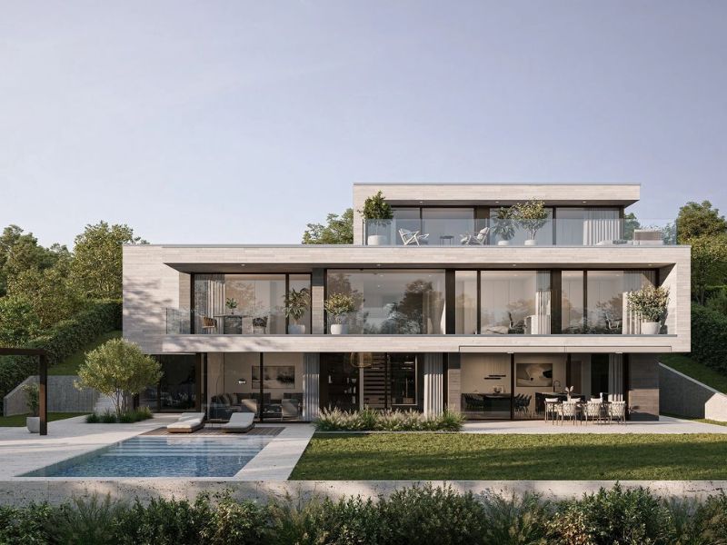 Vì sao kiến trúc biệt thự cao cấp ưa chuộng sử dụng cửa Slim Panorama