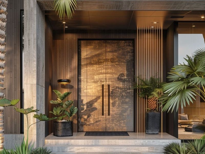 Cửa chính biệt thự và nghệ thuật tạo ấn tượng cho mặt tiền