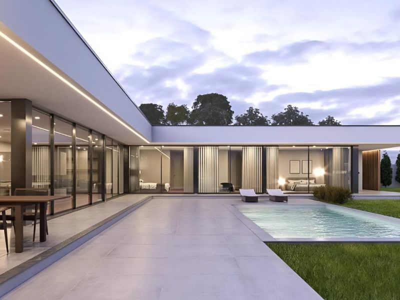 Giải pháp cửa Slim Panorama cho nhà chữ L Tối ưu ánh sáng từ mọi góc